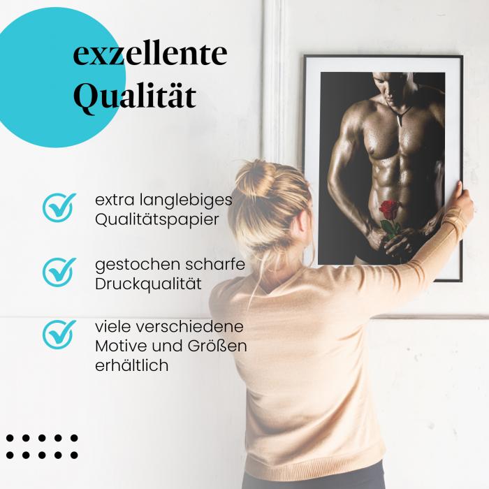 Preview: Mann mit Rose: Romantische Stärke | Postereck 0797